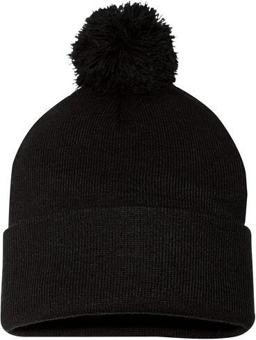 Sportsman Pom-Pom 12" Knit Beanie One Size Black in Saudi Arabia