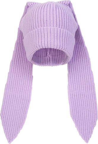 Knit Beanie Hats Cute Bunny Long Ears Funny Hat Winter Cap Warm Knit Rabbit Crochet Skull Cap Slouchy Hat in Saudi Arabia