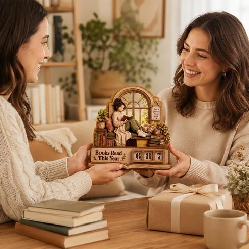 Book Lover Gifts for Women, Books Read This Year Counter Plaque, Wooden Reading Tracker Sign, Bookshelf Decor, Library Decor, Bookish Gifts for Readers, Bookworm gift in Saudi Arabia