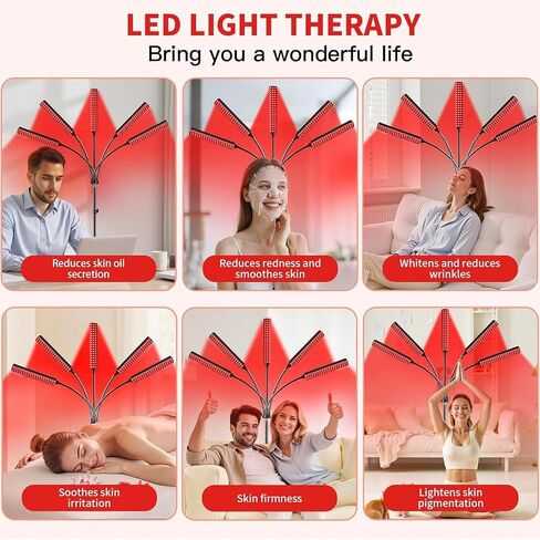 Cholas Red Light Therapy for Face Body, 5 Heads Red Infrared Light Therapy Devices with Stand, 5 Levels Adjustable Brightness 660nm and 850nm Near Infrared Light for Full Body, Muscle Gift for Women in Saudi Arabia