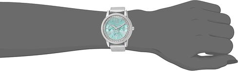 XOXO Women's Silver-Tone Analog Watch with Crystal Bezel and Aqua Blue Dial – Mesh Band Dress Watch with Faux Chrono Look Fits Wrists 5.5"-8" in Gift Box in Saudi Arabia