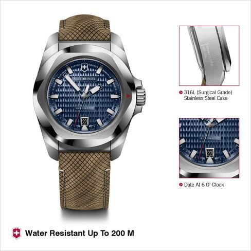 Victorinox 242018.1 I.N.O.X. Auto 41, SIR, BLE dial, BRN Structured str, Blue, Strap in Kuwait