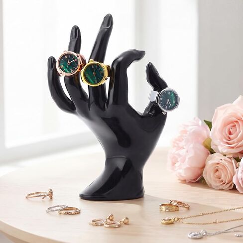 Landical 10 Pcs Finger Watches for Women Men Adjustable Metal Clock Rings Bulk with Elastic Band Creative Round Green Dial Quartz Finger Watches Jewelry Gifts in Kuwait