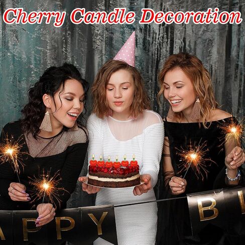 25 Pcs Cherry Shaped Birthday Candles,Adorable Fruit Themed Mini Candles Soy Wax Cupcake Toppers for Wedding Table Gift for Cake Decorations Wedding,Anniversary(Red) in Saudi Arabia
