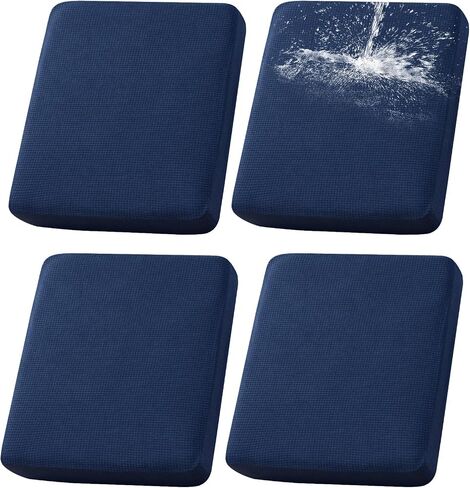 LiveGo Patio Sofa Cushion Cover Outdoor Waterproof Cushion Cover Replacement Patio Furniture Cushions Couch Slipcovers Chair Seat Cover Soft Flexibility Protector (4, Navy Blue) in Saudi Arabia