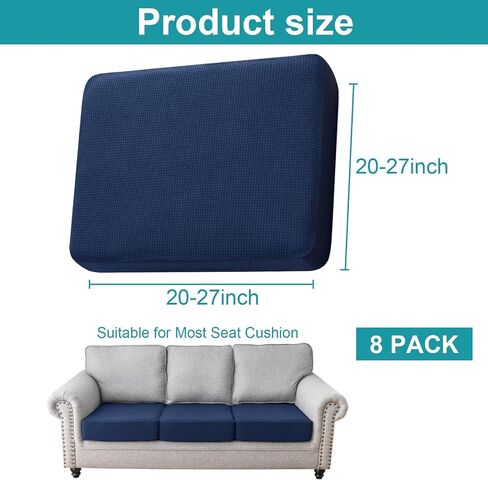 LiveGo Patio Sofa Cushion Cover Outdoor Waterproof Cushion Cover Replacement Patio Furniture Cushions Couch Slipcovers Chair Seat Cover Soft Flexibility Protector (4, Navy Blue) in Saudi Arabia
