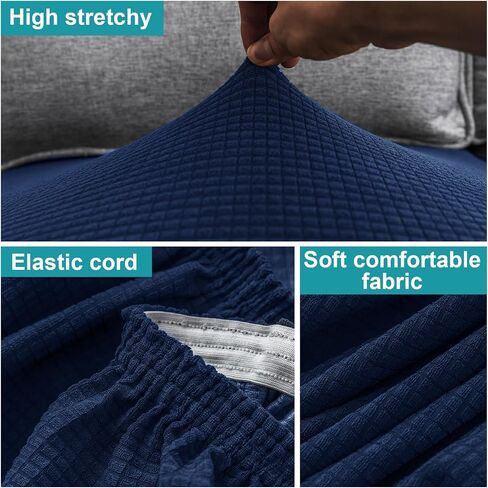 LiveGo Patio Sofa Cushion Cover Outdoor Waterproof Cushion Cover Replacement Patio Furniture Cushions Couch Slipcovers Chair Seat Cover Soft Flexibility Protector (4, Navy Blue) in Saudi Arabia