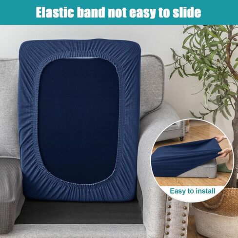 LiveGo Patio Sofa Cushion Cover Outdoor Waterproof Cushion Cover Replacement Patio Furniture Cushions Couch Slipcovers Chair Seat Cover Soft Flexibility Protector (4, Navy Blue) in Saudi Arabia