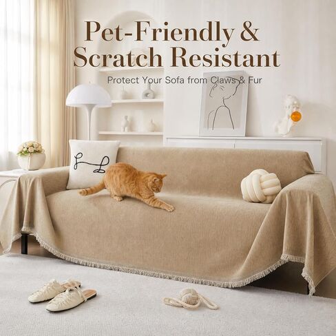 Couch Cover Blankets For Sofa,Thick Waterproof Couch Cover For Cats,Sofa Covers for 3 Cushion Couch Loveseat Sectional Chenille Couch Covers for Sofa Home Decor Living Room,Chocolate Brown,71"X118" in Saudi Arabia