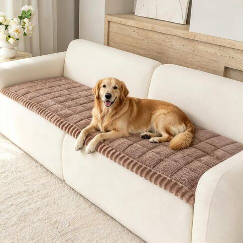 Couch Cover for Dogs Washable, Non-Slip Fuzzy Pet Couch Covers for Sofa, Soft Plush Sofa Pad Protector for 3 Cushion, Pet Friendly Pawcart Couch Cover (Dark Brown, 27.6"x 59") in Saudi Arabia