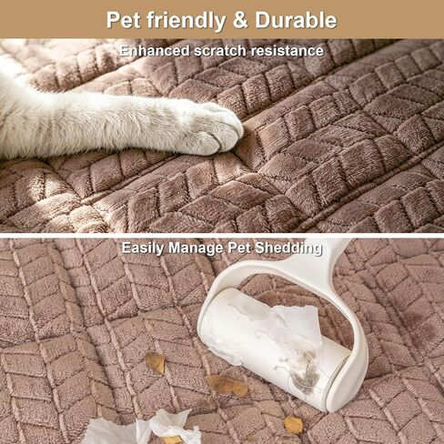 Couch Cover for Dogs Washable, Non-Slip Fuzzy Pet Couch Covers for Sofa, Soft Plush Sofa Pad Protector for 3 Cushion, Pet Friendly Pawcart Couch Cover (Dark Brown, 27.6"x 59") in Saudi Arabia
