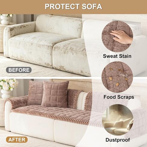Couch Cover for Dogs Washable, Non-Slip Fuzzy Pet Couch Covers for Sofa, Soft Plush Sofa Pad Protector for 3 Cushion, Pet Friendly Pawcart Couch Cover (Dark Brown, 27.6"x 59") in Saudi Arabia