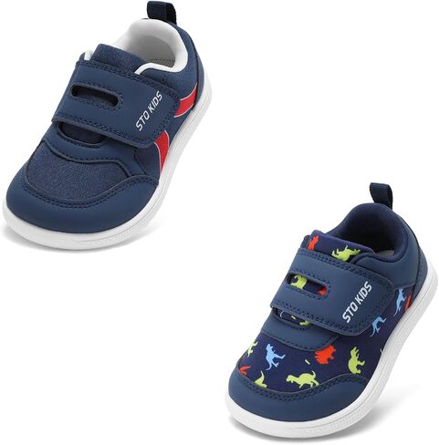 STQ KIDS Toddler Wide Toe Box Barefoot Shoes Boys and Girls Sneakers Tennis Walking Shoe Non Slip Lightweight Comfortable （ Navy & Navy Toddler Size 6 ） Two Pairs in Saudi Arabia