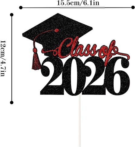 Class of 2025 Congratulations Cake Toppers Congrats Graduation Finally Finished Cake Decor Congrats Grad 2025 Graduation Party Decorations (Red) in Kuwait