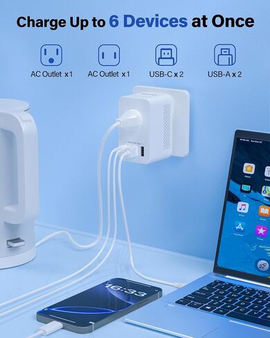 Voltage Converter US to Europe for Hair Dryers, 220V to 110V Voltage Converter for European Travel with 2 USB-A 2 USB-C Port & UK/AU/US/IT/European Travel Plug Adapters in Saudi Arabia