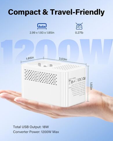 Voltage Converter US to Europe for Hair Dryers, 220V to 110V Voltage Converter for European Travel with 2 USB-A 2 USB-C Port & UK/AU/US/IT/European Travel Plug Adapters in Saudi Arabia