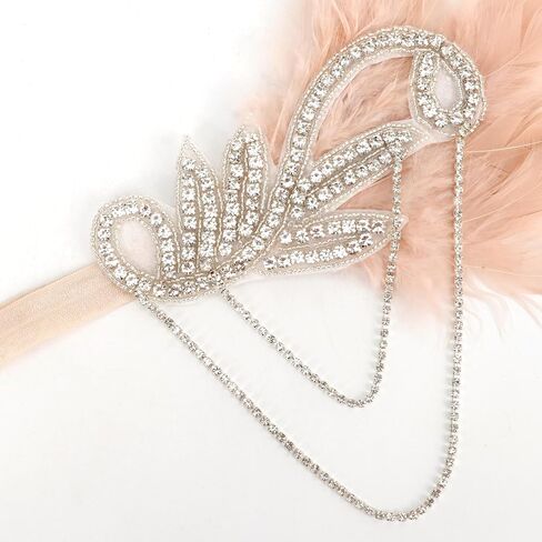 DRESHOW 1920s مجموعة إكسسوارات Great Gatsby للنساء، إكسسوارات أزياء فلابر، عصابة رأس من الريش، قفازات للرأس، مجموعة إكسسوارات طافوا 20 ثانية in Kuwait