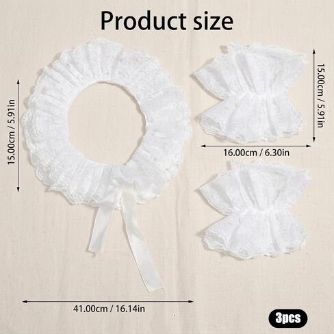 Clown Collar, Ruffle Collar, Jester Collar with Two Sleeve Cuffs, Costume Accessories for Party Events and Themed Performances, Three-Piece Set with Adjustable Design and Comfortable Fit in Saudi Arabia