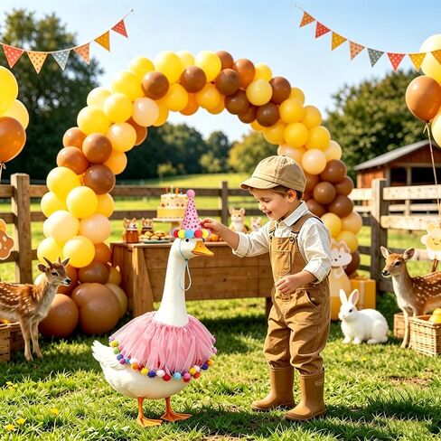 Birthday Goose Outfit for 23" 17" Porch or Lawn Goose with Tutu Party Hat and Pom Pom Collar Baby Shower, Gender Reveal and Birthday Decoration (Blue Pink) in Saudi Arabia