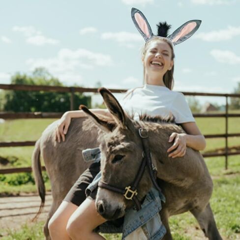 Donkey Ears and Tail Costume Set for Adults, Donkey Headband with Tail, Nose, and Bowtie, Donkey Costume Adult Accessories for Halloween, Cosplay, Themed Parties in Saudi Arabia