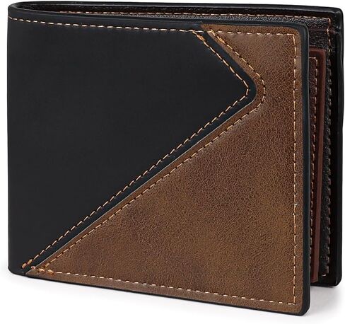 Mens Leather Wallets, Minimalist Bifold Compact Wallet, Slim Card Wallet with Coin Pocket and Multiple Card Slots (coffee) in Saudi Arabia