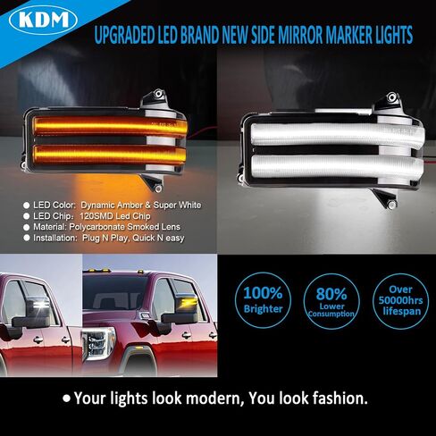 ضوء عاكس للمرآة الجانبية المتسلسل LED KDM متوافق مع Ford Explorer 2011-2019 مصباح مؤشر الوامض للرؤية الخلفية للإشارة الانعطاف، عدسة مدخنة كهرمان ديناميكي، عبوتان in Kuwait