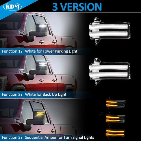 ضوء عاكس للمرآة الجانبية المتسلسل LED KDM متوافق مع Ford Explorer 2011-2019 مصباح مؤشر الوامض للرؤية الخلفية للإشارة الانعطاف، عدسة مدخنة كهرمان ديناميكي، عبوتان in Kuwait