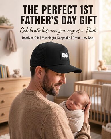 Dad Est 2026 Hat for Men, Adjustable Quick Dry Laser Cut Snapback Trucker Hat, Pregnancy Announcement for Husband, Fathers Day Birthday New Dad Gifts Black in Saudi Arabia