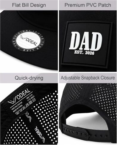 Dad Est 2026 Hat for Men, Adjustable Quick Dry Laser Cut Snapback Trucker Hat, Pregnancy Announcement for Husband, Fathers Day Birthday New Dad Gifts Black in Saudi Arabia
