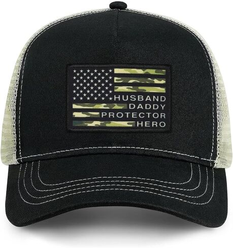 Camouflage American Flag Dad Husband Baseball Cap in Saudi Arabia