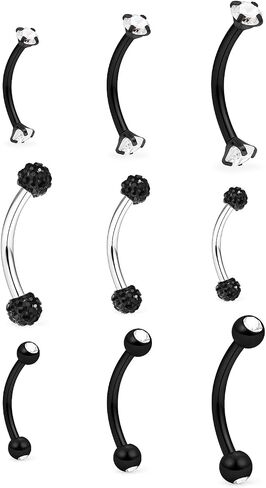 Eyebrow Piercing Jewelry Surgical Steel Rook Piercings Curved Barbell Tiny Eyebrow Ring Vertical Labret Lip Jewelry Ear Navel Small Belly Button Ring for Women Men 16g 6mm/8mm/10mm in Saudi Arabia