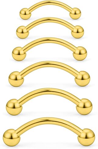 Hoeudjo Snake Eyes Tongue Rings 16G 14G Surgical Steel Snake Bite Piercing Jewelry Curved Barbell Eyebrow Rings Rook Daith Earrings for Women Men Wearable Bar Length 8-19mm in Kuwait