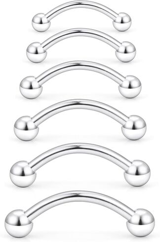 Hoeudjo Snake Eyes Tongue Rings 16G 14G Surgical Steel Snake Bite Piercing Jewelry Curved Barbell Eyebrow Rings Rook Daith Earrings for Women Men Wearable Bar Length 8-19mm in Kuwait