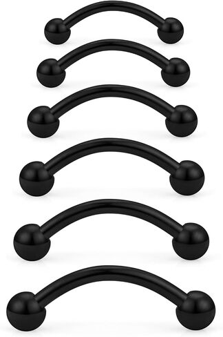Hoeudjo Snake Eyes Tongue Rings 16G 14G Surgical Steel Snake Bite Piercing Jewelry Curved Barbell Eyebrow Rings Rook Daith Earrings for Women Men Wearable Bar Length 8-19mm in Kuwait