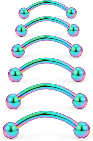 Hoeudjo Snake Eyes Tongue Rings 16G 14G Surgical Steel Snake Bite Piercing Jewelry Curved Barbell Eyebrow Rings Rook Daith Earrings for Women Men Wearable Bar Length 8-19mm in Kuwait