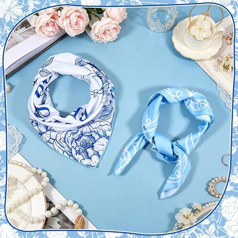 8 Pack Something Blue Before I Do Bridal Bandana Scarves - 27x27 Blue White Satin Square Head Scarves for Bachelorette Party, Bridal Shower, Bridesmaid Gifts, Wedding Accessories in Saudi Arabia