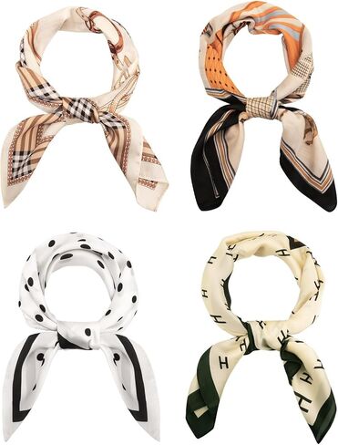 BEMYLV Neck Scarf for Women Large Square Satin Head Scarf Silky Bandana Purse Scarf Fashion in Saudi Arabia