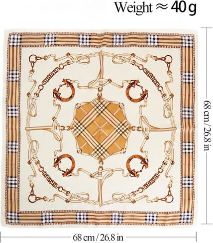 BEMYLV Neck Scarf for Women Large Square Satin Head Scarf Silky Bandana Purse Scarf Fashion in Saudi Arabia