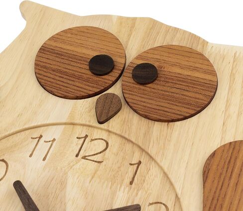 Owl Wall Clock,Pendulum Wall Clock Non-Ticking Silent Battery Operated Pendulum forLiving Room Bedroom Office Kid's Room Kitchen Hotel Cafe in Saudi Arabia