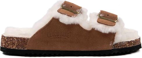 Cloud Nine Sheepskin Felicia Scuff Sandal for Women, Sheepskin Lined Cork Footbed, Adjustable Cowhide Straps, EVA Sole in Saudi Arabia