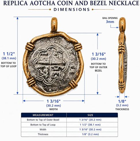 Conch Republic 1828 Key West Atocha Shipwreck Replica Necklace Pendant Coin, Antique Silver Finish with Gold-Tone Bezel, Nautical Treasure Theme in Saudi Arabia