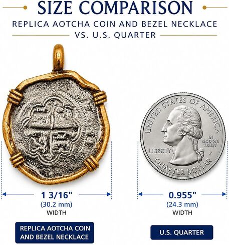 Conch Republic 1828 Key West Atocha Shipwreck Replica Necklace Pendant Coin, Antique Silver Finish with Gold-Tone Bezel, Nautical Treasure Theme in Saudi Arabia