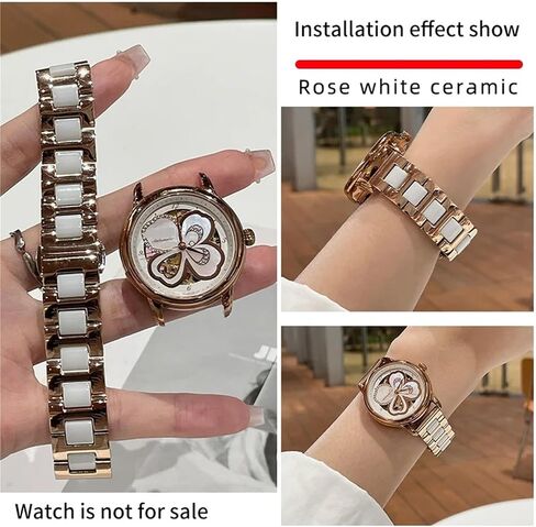12/13/14/15/16/17/18/19/20/21/22mm Ceramic Watch Band for Women Man Solid Stainless Steel Bracelet Replace Belt,Gold white-13mm in Saudi Arabia