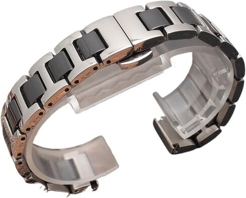 12/13/14/15/16/17/18/19/20/21/22mm Ceramic Watch Band for Women Man Solid Stainless Steel Bracelet Replace Belt,Gold white-13mm in Saudi Arabia