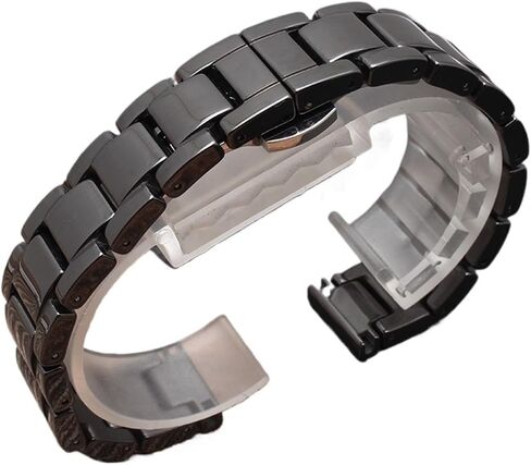 12/13/14/15/16/17/18/19/20/21/22mm Ceramic Watch Band for Women Man Solid Stainless Steel Bracelet Replace Belt,Gold white-13mm in Saudi Arabia