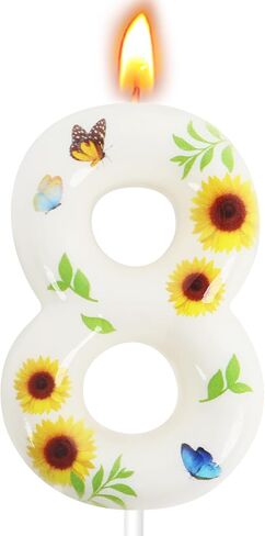 Sunflower Birthday Candles, Sunflower Party Decoration Supplies, Birthday Number Candles for Cake Topper (White, Number 1) in Saudi Arabia