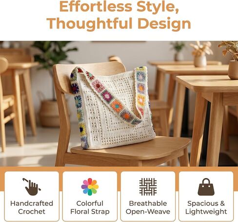 Women's Boho Crochet Crossbody Bag, Hollow Out Knit Shoulder Purse for Summer Beach, Festival Tote Handbag in Saudi Arabia