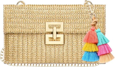 Abbylike Straw Clutch Purses for Women with Boho Tassel Woven Summer Beach Shoulder Handbag Crossbody Bag for Vacation Travel in Kuwait