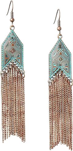 Handmade Boho Vintage Teardrop Earrings Bohemian Hammered & Engraved Earrings Boho Antiqued Earrings Unique Antique Bronze Tribal Ethnic Teardrop Shaped Drop Dangle Earrings For Women in Saudi Arabia