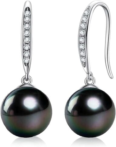 Gift for Wife Women Tahitian Black Pearl Dangle Earrings Anniversary birthday Wedding Valentines Christmas Mothers Day Gift for Wife Women Mom Girlfriend Friends Daughter (Tahitian Black Pearl Dangled Earrings) in Saudi Arabia
